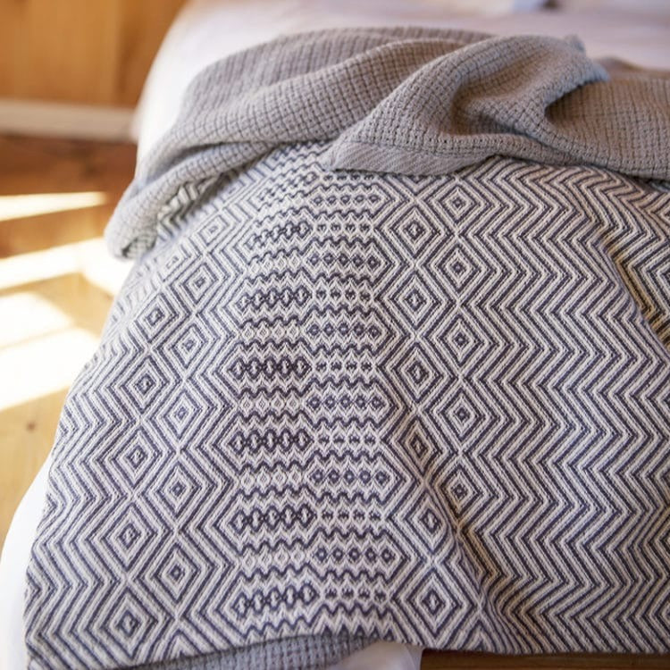 Bakuba Cotton Throw Blanket - Charcoal