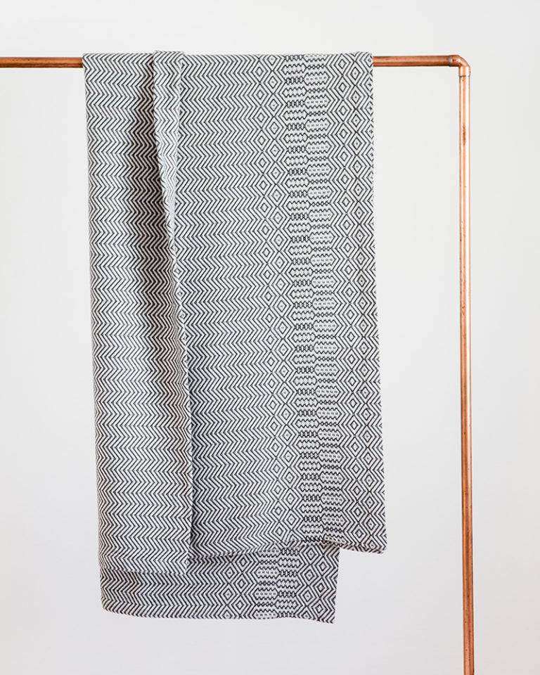 Bakuba Cotton Throw Blanket - Charcoal