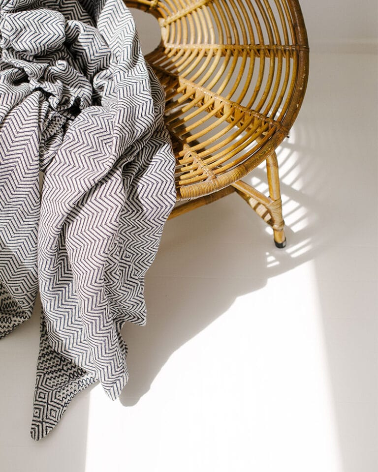 Bakuba Cotton Throw Blanket - Charcoal