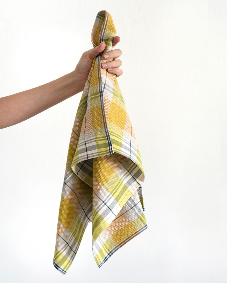 Plaid Cotton Kitchen Towel - Pesto