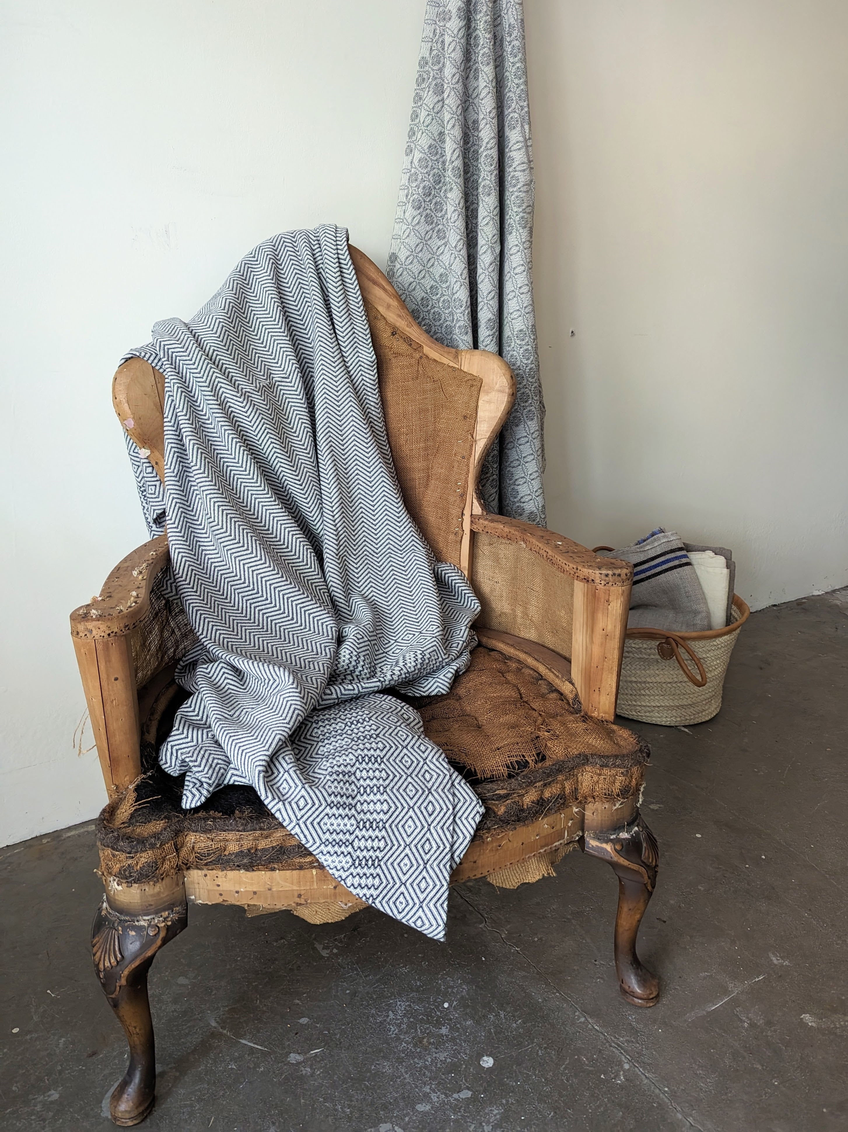 Bakuba Cotton Throw Blanket - Charcoal