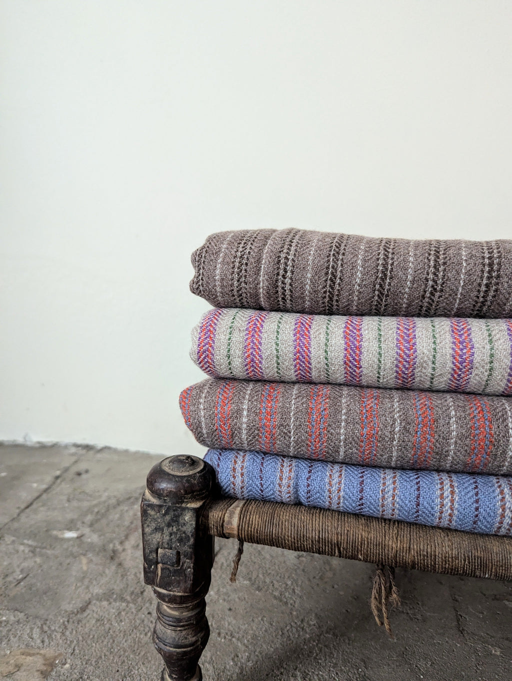 Wool Throw - Cloud Blue Stripe
