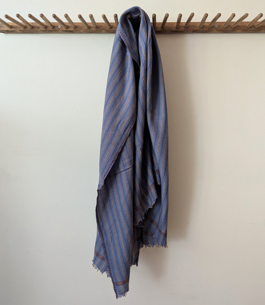 Wool Throw - Cloud Blue Stripe