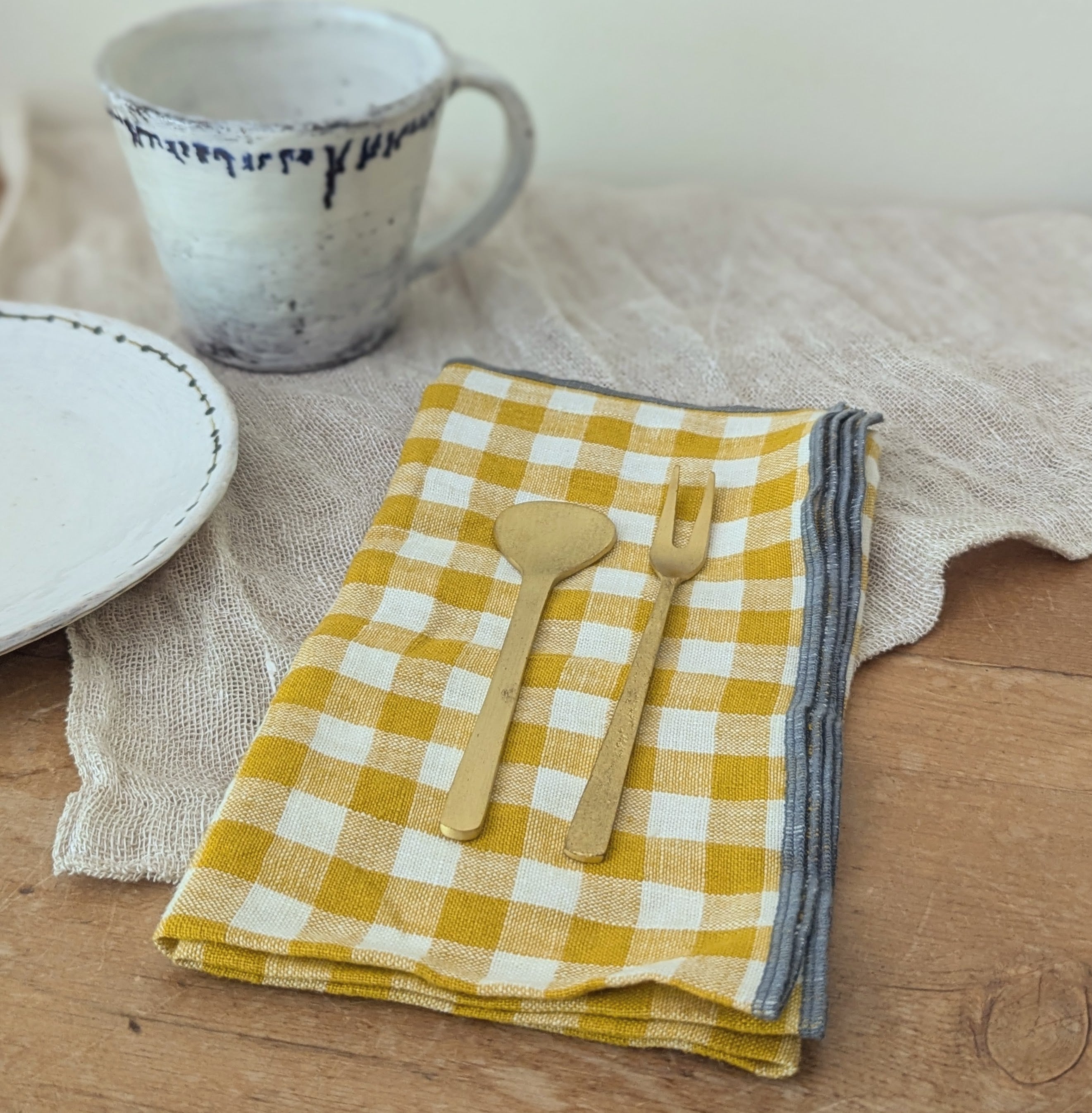 Linen Napkins - Sets of 4 - Blues, Golds, Browns