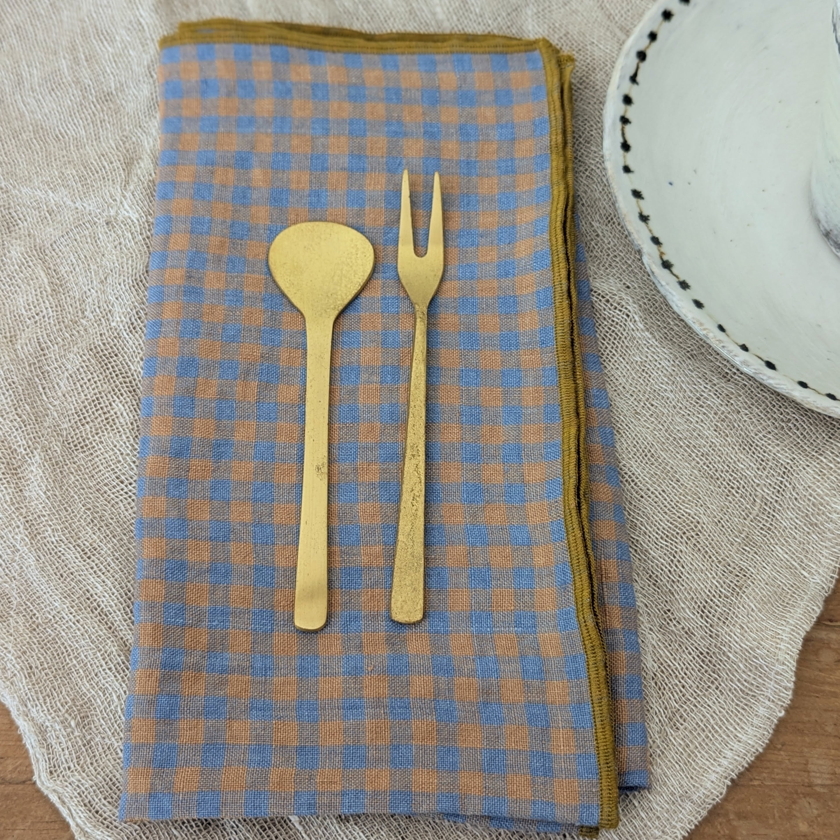Linen Napkins - Sets of 4 - Blues, Golds, Browns
