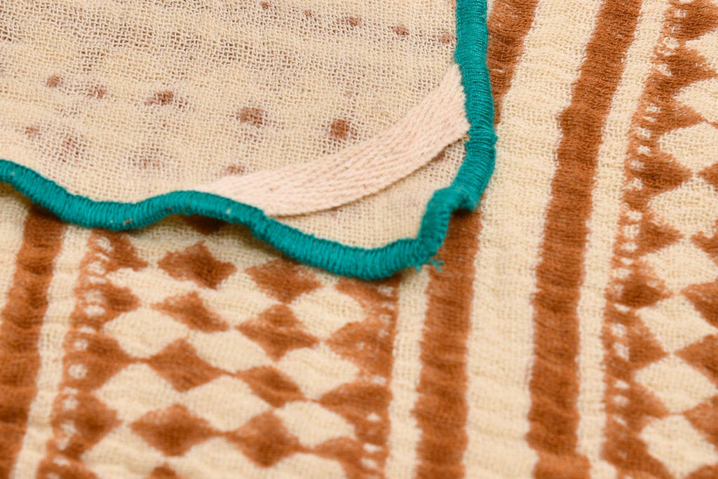 Cotton Block Print Napkins - Brown Diamonds - Set of 4