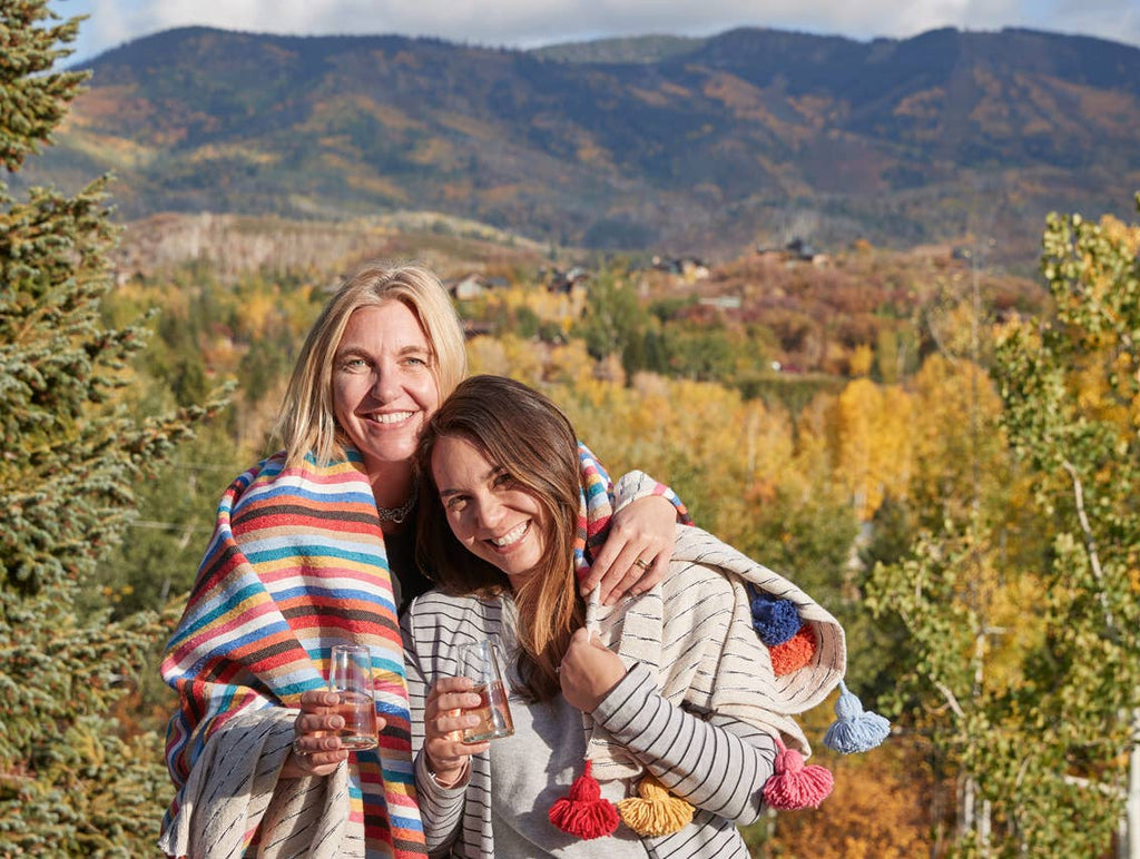 Rainbow Stripe Cotton Blanket with Tassels